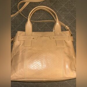 Cole Haan Bonheur medium satchel/crossbody purse.Tan distressed/embossed leather